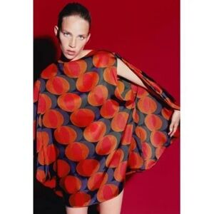 Zara 60s Style Red and Black Women's Mini Dress